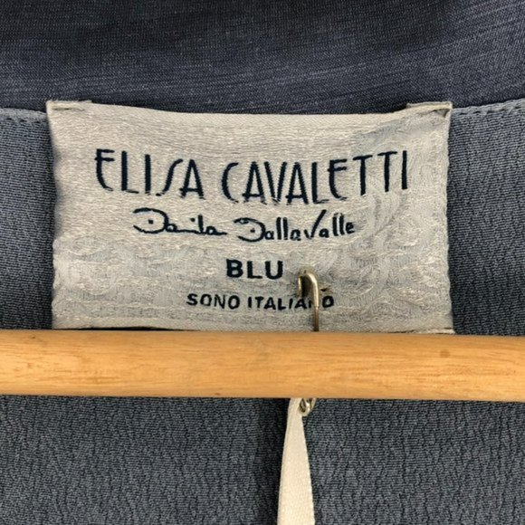 ELISA CAVALETTI Slate Blue Slouchy Jersey Buttoned Long Overcoat NWT crepe SP - Picture 6 of 16
